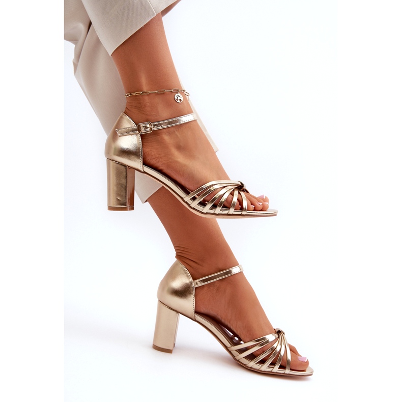 Evento Sandálias femininas de salto alto pirreta dourada dourado 1