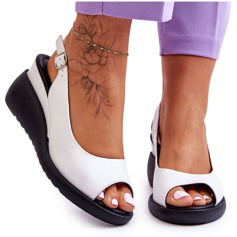 Sandálias femininas na cunha Sergio Leone Sk853 White branco 4