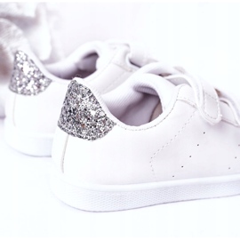 Tênis infantil com velcro, branco e prata 1