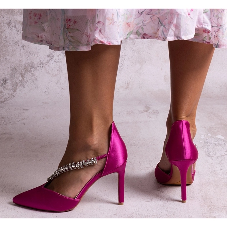 Sapatilhas Sayida com tira decorativa de lantejoulas rosa 1