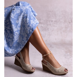 Sandálias de cunha Sakna bege 1