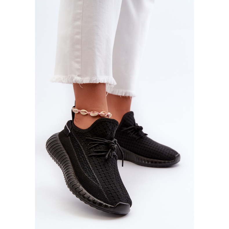 Calçados esportivos femininos pretos Nelmarie em tecido preto 2