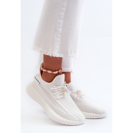 Calçado esportivo feminino slip-on em tecido, branco Nelmarie 1