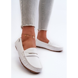 Mocassins femininos de couro ecológico, Rerteria branca branco 2