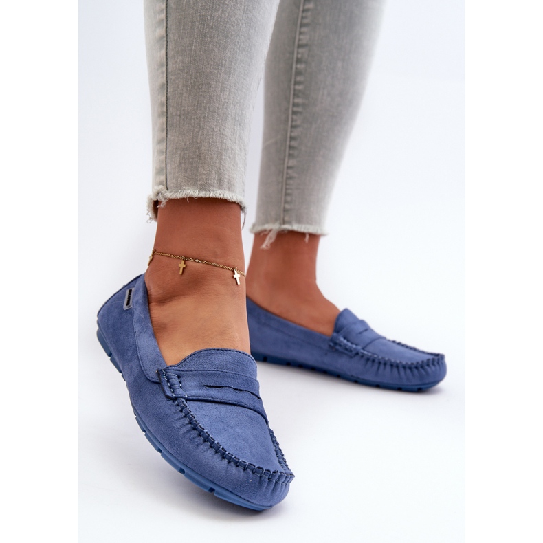 Mocassins femininos de camurça ecológica, Rerteria Azul 2