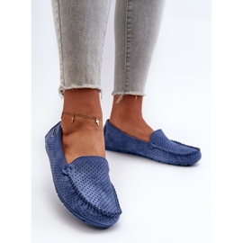 Mocassins femininos perfurados azuis Rasirna azul 2
