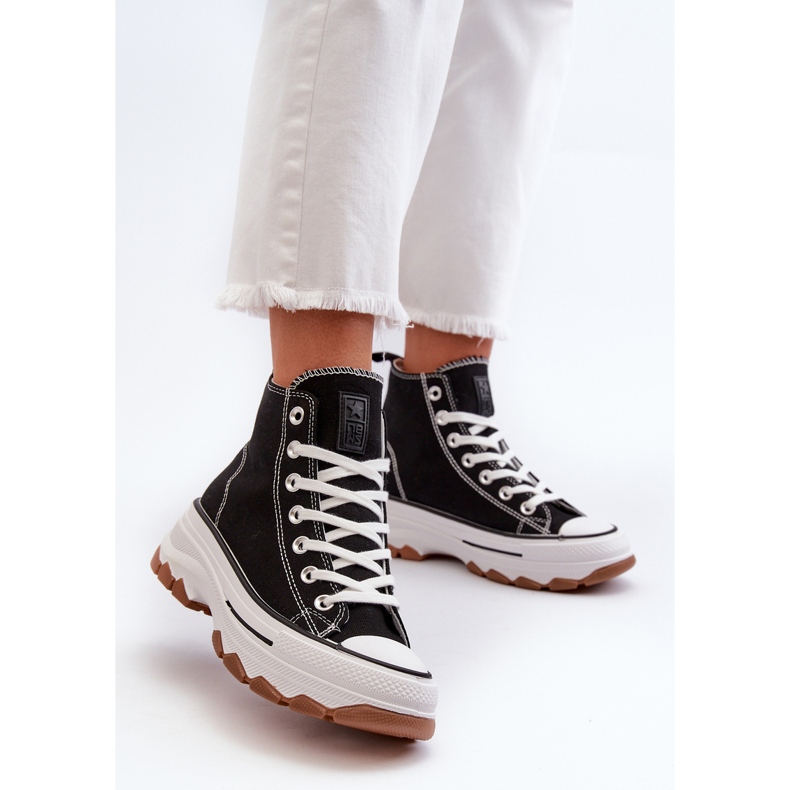 Tênis feminino com plataforma alta preto Valvia 2