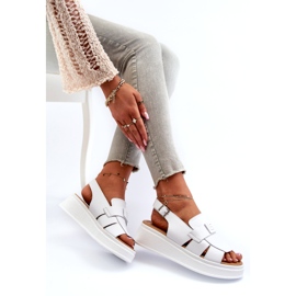 Evento Sandálias femininas de couro Vivitellia brancas com plataforma e cunha branco 3