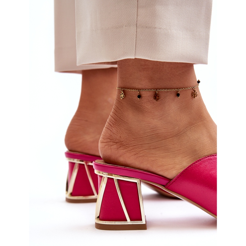 Selegante de couro de couro Laura Messi 2771 Fuchsia rosa 4