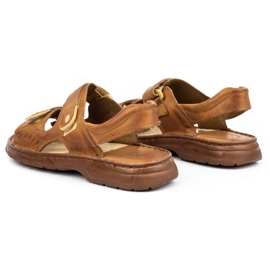 ŁUKPOL Sandálias masculinas de couro com velcro 812 marrom 3