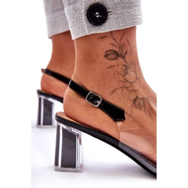 Sandálias transparentes de salto alto com enfeites S.Barski MR1037-43 preto 3