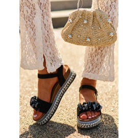 S.Barski Sandálias femininas na cunha e plataforma com decorações S. Barski Hy056 Black preto 2