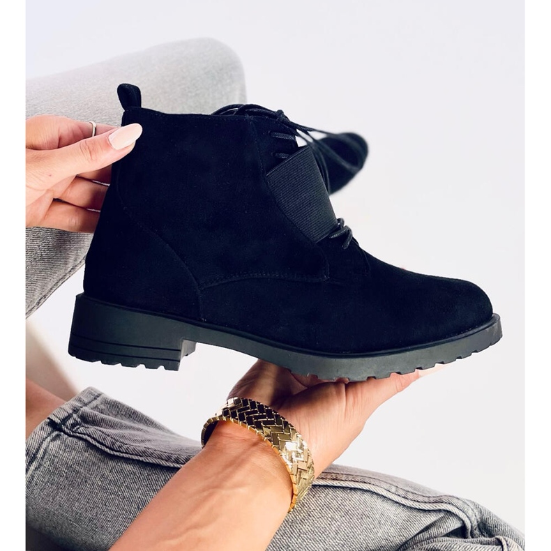 Botas amarradas Anja Black preto 1