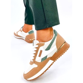 Tênis esportivos femininos, branco e bege 3