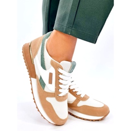 Tênis esportivos femininos, branco e bege 2