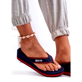 Chinelos de cunha femininos Big Star NN274A725 azul marinho 5