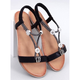 Hesna Sandálias pretas com zircões preto 1 Hesna Sandálias pretas com zircões preto 1