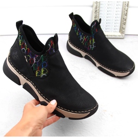 Botins pretos femininos confortáveis ​​Rieker 45957-00 2