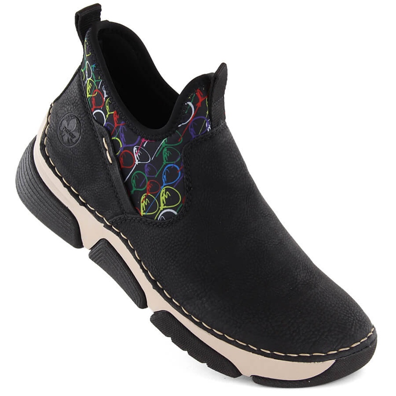 Botins pretos femininos confortáveis ​​Rieker 45957-00 1