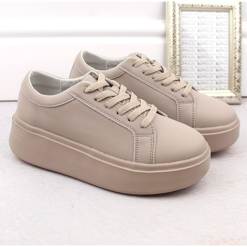 Sapatos femininos de couro com plataforma, bege escuro, Sergio Leone SP024 1