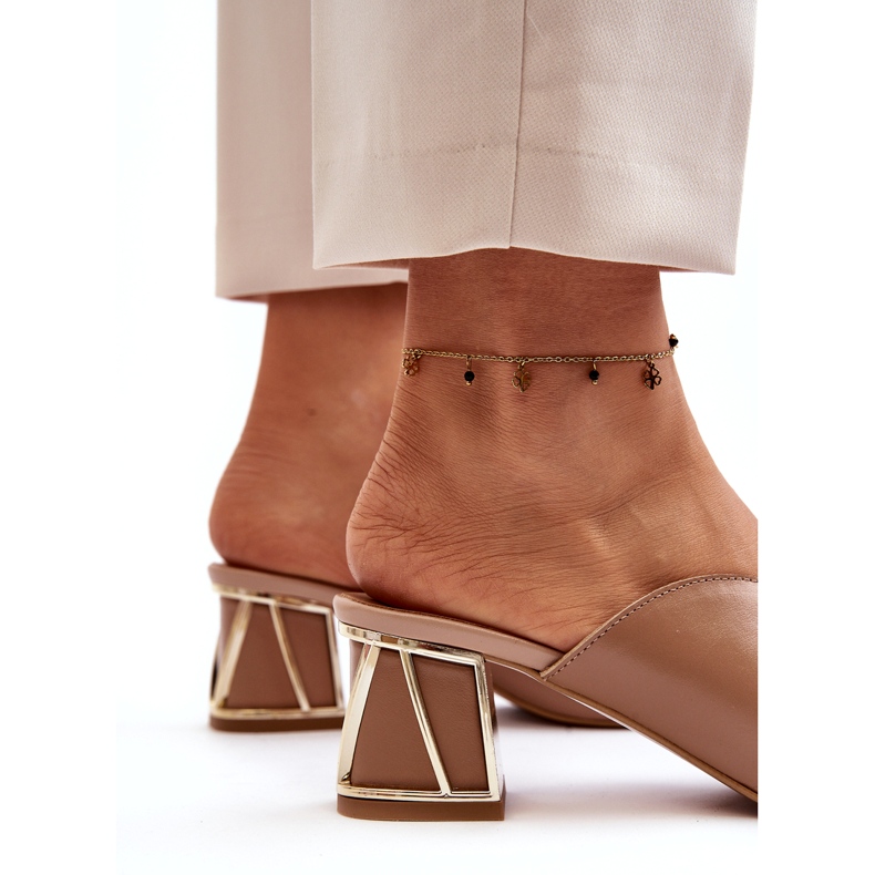 Chinelos femininos elegantes de salto alto Laura Messi 2771 bege 1