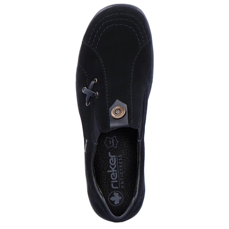 Sapatos de couro, slip-on preto Rieker L7171-00 1