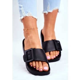 Chinelos femininos Big Star com fivela preta FF274A389 preto 2