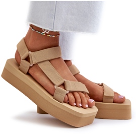 Ideal Shoes Sandálias femininas com plataforma, bege 4