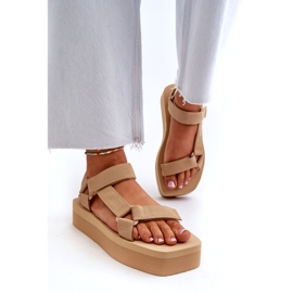 Ideal Shoes Sandálias femininas com plataforma, bege 1