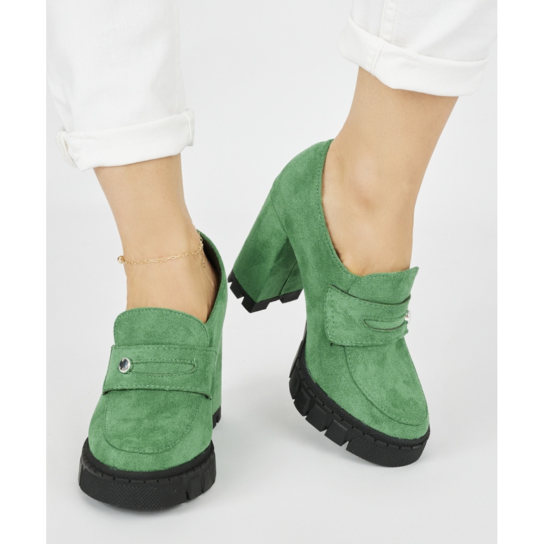 Sapatos verdes femininos de salto alto 1