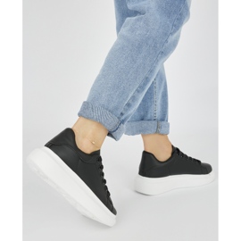 Calçados esportivos femininos com plataforma preta preto 1