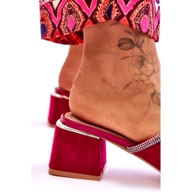 S.Barski Flip-flops de camurça feminina com saltos altos S. Barski KV-612-2 Fuksja rosa 3 S.Barski Flip-flops de camurça feminina com saltos altos S. Barski KV-612-2 Fuksja rosa 3