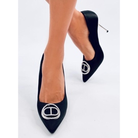 Malconi Salto alto preto com decoração de cristal 2 Malconi Salto alto preto com decoração de cristal 2