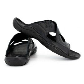 Olivier Flip -flops masculinos feitos de couro natural de 400mp preto 2