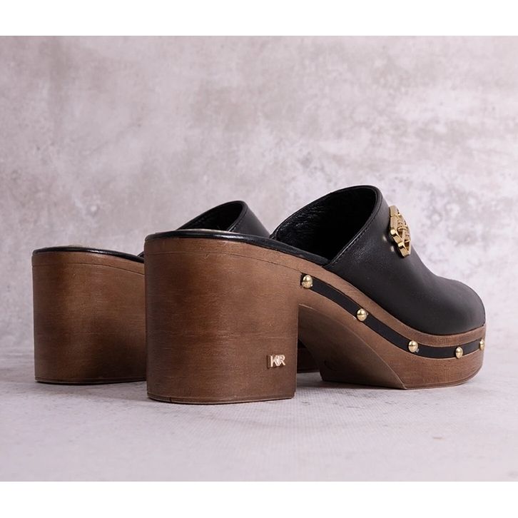 Mules de salto alto em couro KARINO preto 1