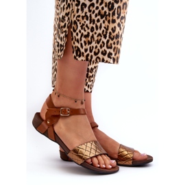 Zazoo 40027 Sandálias femininas de couro raso, cobre castanho 1