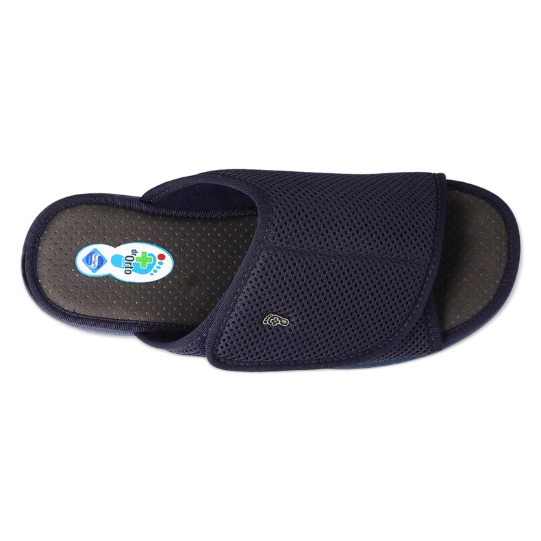 Chinelos masculinos Dr.ORTO Befado com velcro, pu 078M002, azul marinho 2