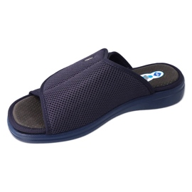 Chinelos masculinos Dr.ORTO Befado com velcro, pu 078M002, azul marinho 1