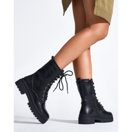 Botas de trabalho com cadarços para mulheres negras preto 2