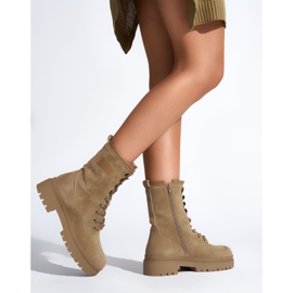 Botins femininos com atacadores castanhos marrom 2