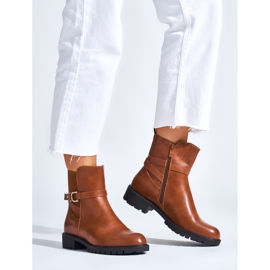 Botins femininos castanhos com fivela decorativa marrom 1