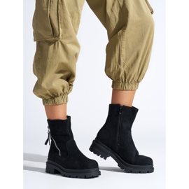 Botins femininos pretos com zíper decorativo 1