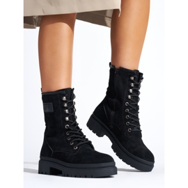 Botas femininas de camurça preta preto 1