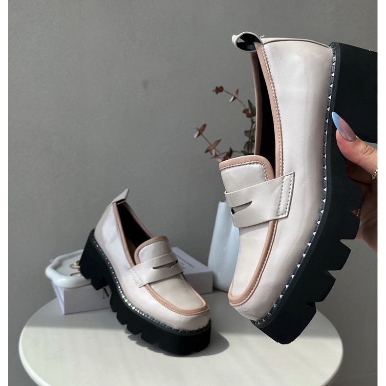 S.Barski Mocassins femininos de couro D&amp;A MR870-32 bege 1