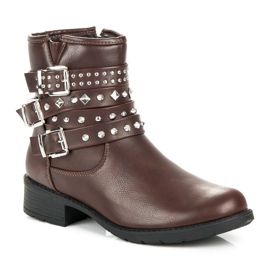 Ptpt Botas de rock com strass castanho 1