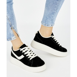 Sapatos plataforma femininos em camurça preta preto 2