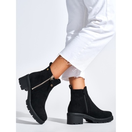 Botins femininos pretos com zíper decorativo 2