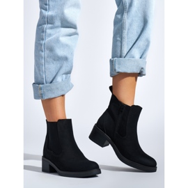 Botins femininos de salto baixo preto 1