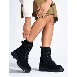 Botas femininas de camurça preta de trabalho preto 2