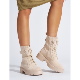 Botas femininas de camurça bege 1
